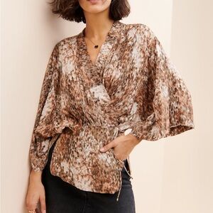 Anthropologie Multicolor Wrap Blouse